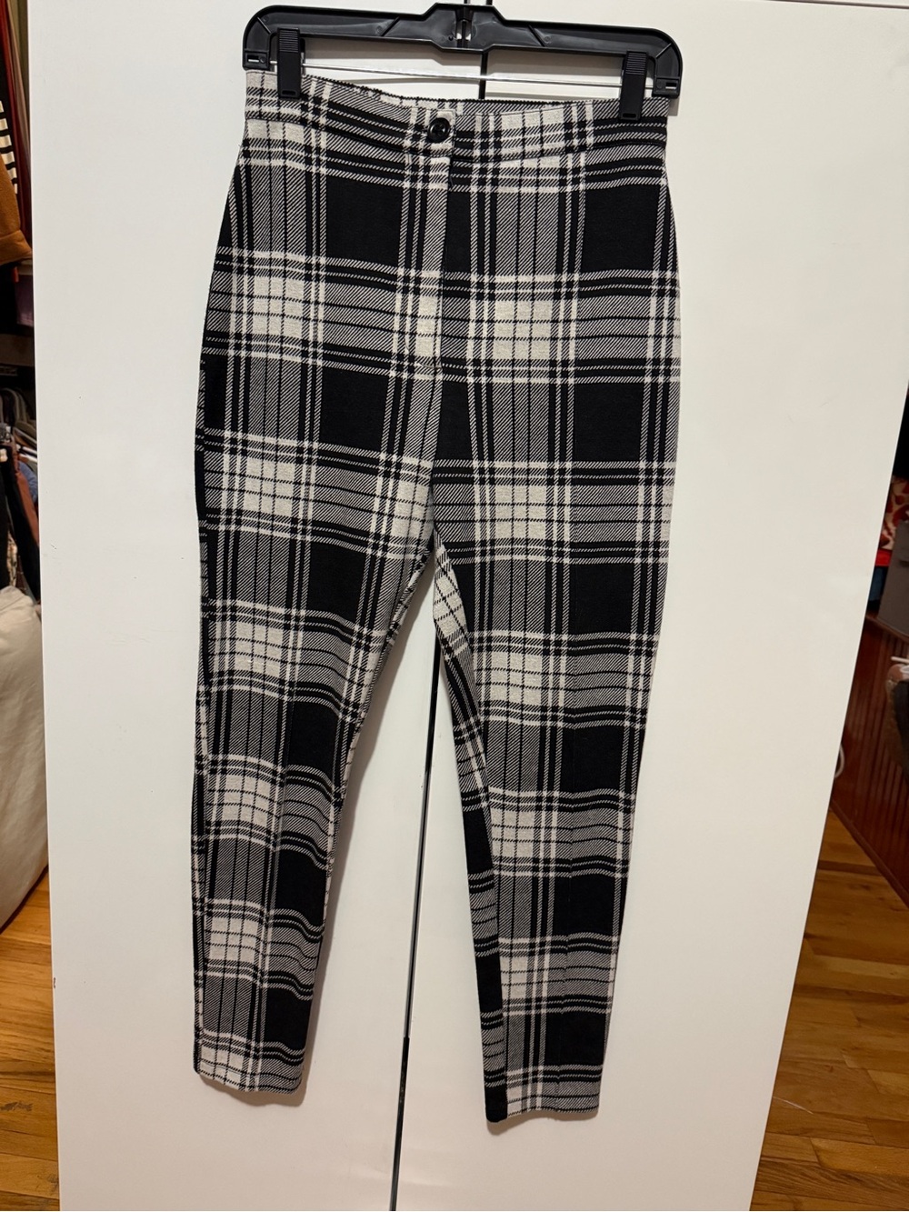 Free People Black and White Plaid Knit Pants